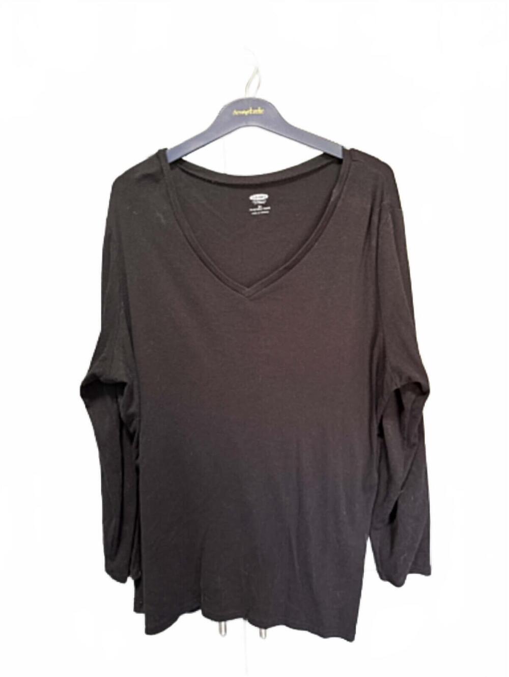 Old Navy Women's Black Long Sleeve V-Neck Shirt Size 3XL